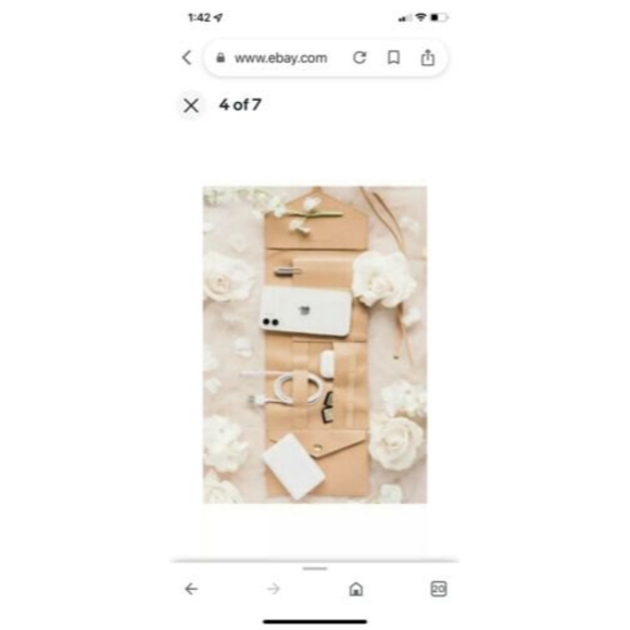 Glass Ladder Co Katherine Tech Organizer Roll Up Travel Pouch Leather Zipper - Picture 4 of 4